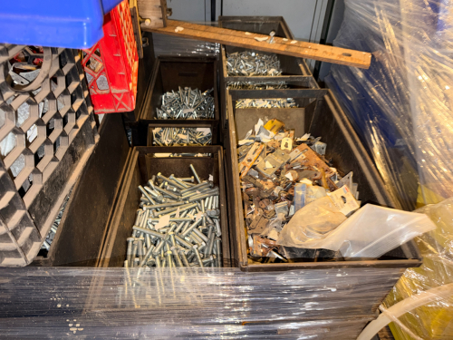 (3) PALLET OF ASSORTED HARDWARE AND FASTENERS .