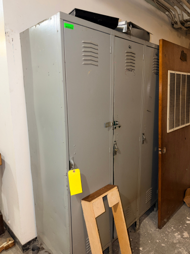 (2) LARGE THREE GROUP METAL LOCKER SYSTEMS