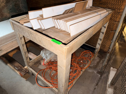 TWO TIER TAN PLASTIC UTILITY CART.