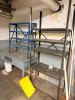 (2) ASSORTED METAL SHELVES AND (1) WORK STATION.