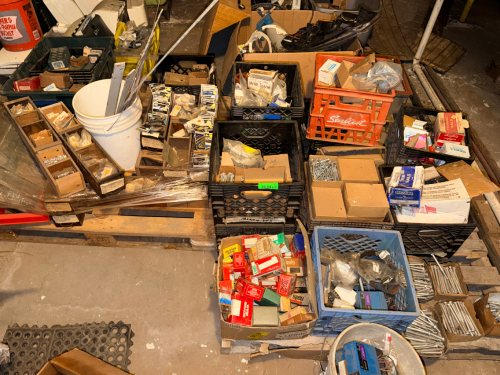 (2) PALLETS OF ASSORTED HARDWARE AND FASTENERS .