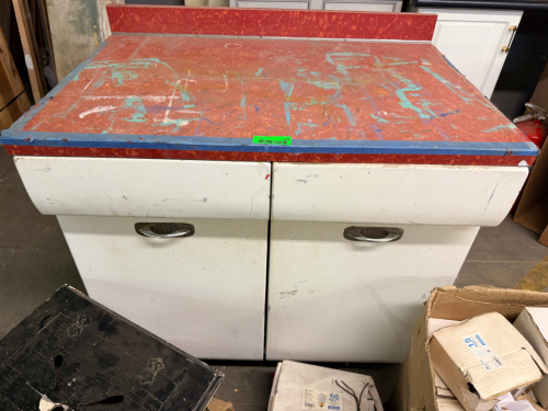 36" METAL TWO DOOR SHOP CABINET W/ WORK TOP