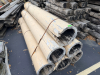 (6) LARGE HOLLOW WOOD ARCHITECTURAL COLUMN SECTIONS WITH ROUND/TAPERED PROFILE AND PAINTED EXTERIOR.