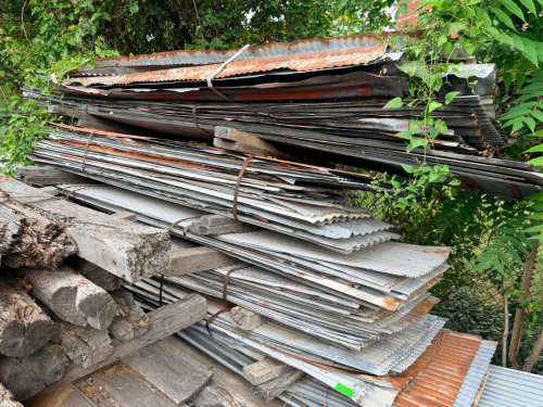(1) STACK OF GALVANIZED SHEET METAL SECTIONS.
