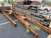 (2) LARGE METAL MATERIAL TREE RACKING UPRIGHTS. NO ARMS.