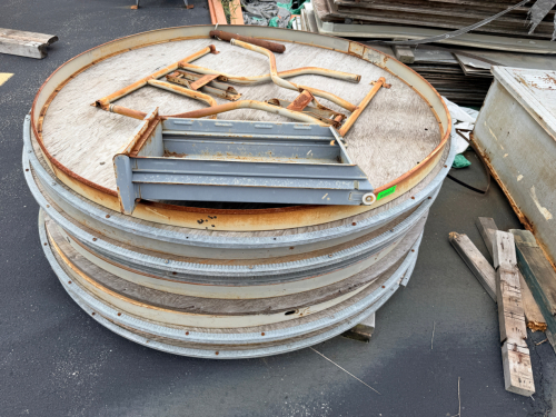 (5) 60" WOODEN FOLDING BANQUET TABLES.