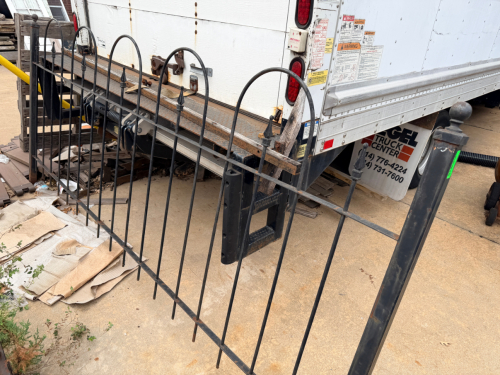 (4) ASSORTED SECTIONS OF METAL AND WROUGHT IRON FENCE RAILING.