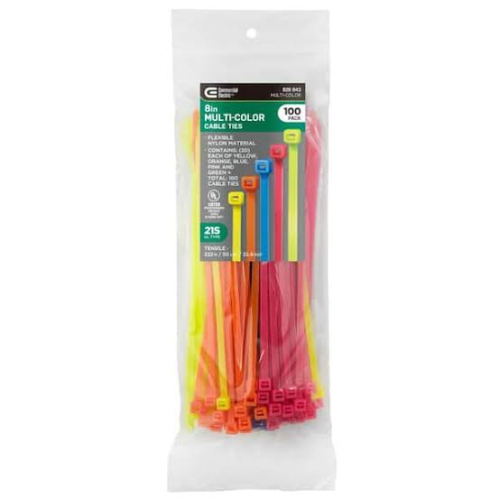(2) BAGS OF (100) MULTI-COLORED CABLE TIES