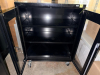 ULINE HALF SIZE MOBILE INDUSTRIAL STORAGE CABINET WITH BLACK STEEL CONSTRUCTION, DOUBLE LOCKING GLASS-PANEL DOORS, ADJUSTABLE INTERIOR STEEL SHELVES AND HEAVY-DUTY SWIVEL CASTERS. - 2