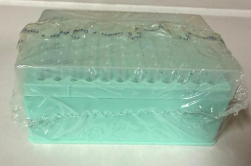 (8) BOXES OF PLASTIC LABORATORY MICRO TUBE STORAGE RACKS WITH CLEAR LIDS, MULTIPLE POSITION GRID FORMAT, AND REMOVABLE RACK INSERTS. INCLUDES (4) BOXES WITH MULTIPLE INDIVIDUALLY WRAPPED RACKS.