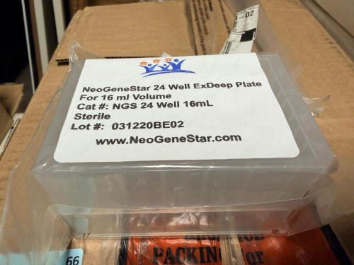(1) CASE OF NEOGENESTAR 24-WELL EXDEEP STERILE LABORATORY PLATES WITH 16 ML WELL VOLUME, PACKAGED IN INDIVIDUAL SEALED BAGS.