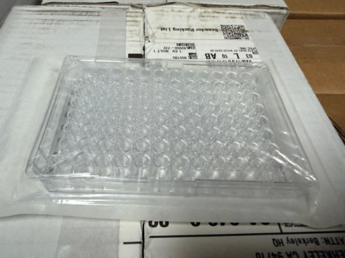 (2) CASES OF GREINER BIO-ONE CELLSTAR 96-WELL SUSPENSION CULTURE MICROPLATES WITH F-BOTTOM WELLS AND LIDS. STERILE, INDIVIDUALLY PACKAGED PLATES WITH CONDENSATION RINGS.