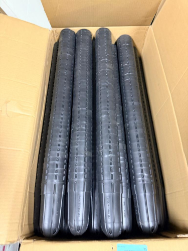 (2) BOXES OF BLACK PLASTIC MULTI-POSITION LABORATORY TUBE/VIAL RACKS WITH MOLDED NUMBERED POSITIONS AND INTEGRATED HANDLES. TWO LARGE CARTONS INCLUDED AS SHOWN.