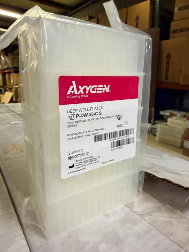 (4) CASES OF AXYGEN DISPOSABLE REAGENT RESERVOIRS, 50 ML CAPACITY, INDIVIDUALLY WRAPPED AND STERILE. NONPYROGENIC AND RNASE/DNASE-FREE. 100 RESERVOIRS PER CASE.