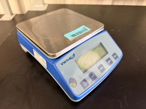 VWR DIGITAL BENCHTOP SCALE WITH STAINLESS STEEL WEIGHING PLATFORM, DIGITAL LCD DISPLAY, CALIBRATION FUNCTION, PRINT FUNCTION AND SELECTABLE WEIGHING UNITS.