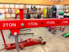 2 TON FOLDING HYDRAULIC ENGINE HOIST WITH TELESCOPING BOOM, 8 TON HYDRAULIC LONG RAM JACK, MANUAL PUMP HANDLE, STEEL LIFTING HOOK, AND FOLDING STEEL BASE WITH SWIVEL CASTERS. - 4