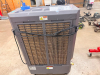HESSAIRE MOBILE EVAPORATIVE AIR COOLER WITH FRONT ADJUSTABLE AIR LOUVERS, THREE ROTARY CONTROL KNOBS, REAR COOLING MEDIA PANELS, INTEGRATED WATER RESERVOIR, AND CASTERS. - 3