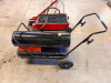 DYNA-GLO DELUX PROFESSIONAL GRADE ECOMAX 135,000 BTU PORTABLE FORCED AIR KEROSENE HEATER WITH ENCLOSED STEEL HEATING CHAMBER, INTEGRATED FUEL TANK, ADJUSTABLE THERMOSTAT, DIGITAL TEMPERATURE DISPLAY, AND WHEELED FRAME WITH TRANSPORT HANDLE. - 2