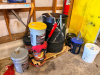 LARGE LOT OF ASSORTED AUTOMOTIVE OILS, LUBRICANTS, GREASE, TRANSMISSION FLUIDS AND RELATED SHOP FLUIDS. INCLUDES 55-GALLON STEEL DRUMS, 5-GALLON PAILS, BOXED BULK OIL CONTAINERS, GALLON JUGS, DISPENSING PUMPS AND ASSORTED SMALL CONTAINERS. - 5