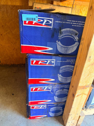 (4) BOXES OF USED HEAVY-DUTY TRP REMANUFACTURED BRAKE SHOE KITS WITH HARDWARE.