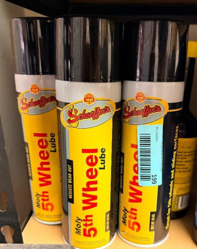 (6) CANS OF SCHAEFFER'S MOLY 5TH WHEEL LUBE AEROSOL SPRAY CANS.