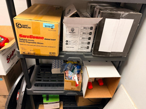 CONTENTS OF SHELF -ASSORTED OPEN CASES OF FILTERS, OILS, LUBES AND MISC,