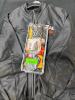 BLACK LEATHER MOTORCYCLE JACKET WITH RIDING GLOVES