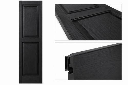 (2) PLY GEM BLACK RAISED PANEL WINDOW SHUTTERS