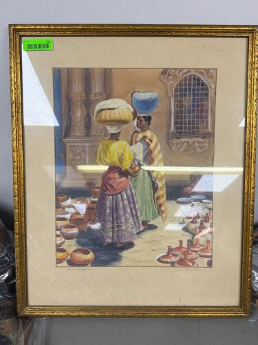 FRAMED MARKET SCENE ART PRINT