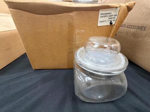 (9) CLEAR GLASS CANDY JARS WITH LIDS
