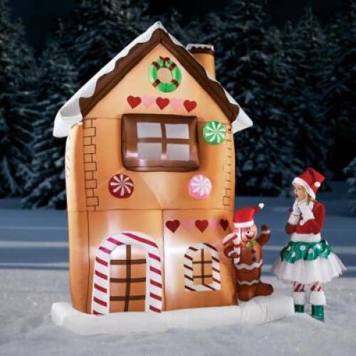 8 FT LIT INFLATABLE GINGERBREAD HOUSE