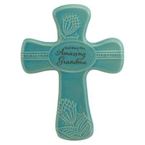 AMAZING GRANDMA WALL CROSS - RELIGIOUS STONEWARE BLESSING WALL ART
