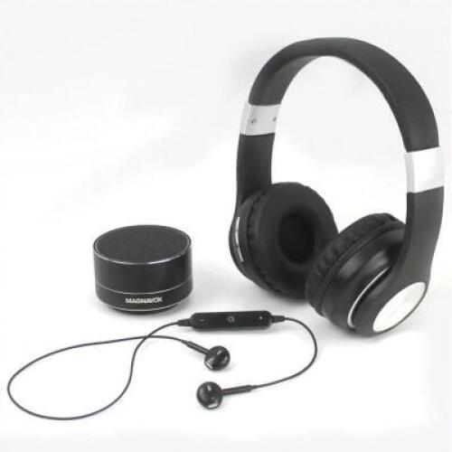 MAGNAVOX 3-IN-1 COMBO HEADPHONE EARPHONE AND SPEAKER - BLACK