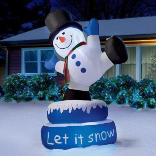 LIT INFLATABLE LET IT SNOW SNOWMAN
