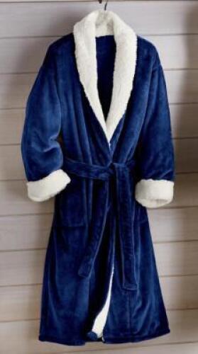 SHERPA TRIM UNISEX ROBE - BLUE - 2X