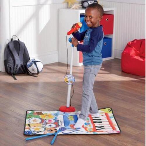 KEYBOARD AND DRUM SET PLAYMAT WITH MICROPHONE AND STAND