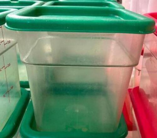 (6) 4 QT PLASTIC CONTAINERS W/ LIDS