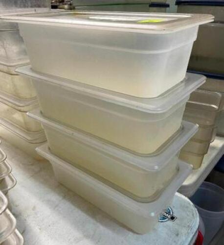 (4) 1/3 SIZE PLASTIC INSERTS W/ LIDS