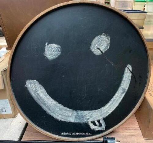 WHISKY BARREL TOP CHALK BOARD WALL DECORATION
