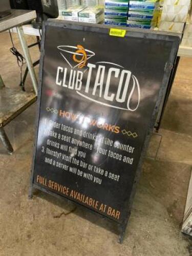 "CLUB TACO " SANDWICH BOARD