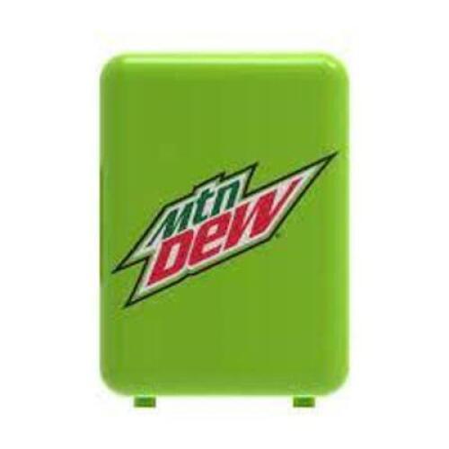 DESCRIPTION: (1) MINI FRIDGE BRAND/MODEL: MOUNTAINDEW INFORMATION: GREEN WITH MTN DEW LOGO RETAIL$: $28.99 SIZE: 6 CAN QTY: 1