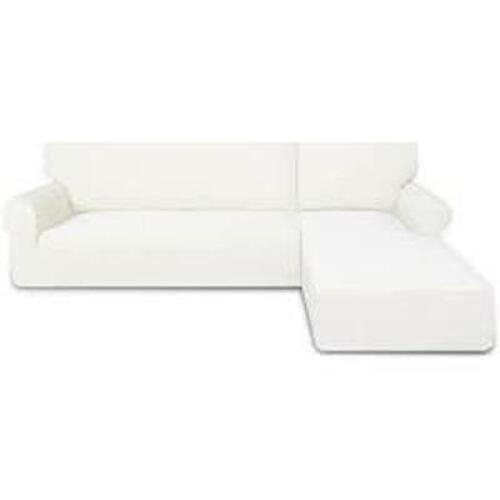 DESCRIPTION: (1) SECTIONAL COUCH COVER BRAND/MODEL: CHUN INFORMATION: WHITE RETAIL$: $74.99 SIZE: RIGHT CHAISE 3 SEAT QTY: 1