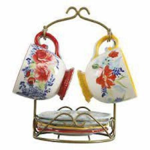 DESCRIPTION: (1) APPETIZER PLATE AND MUG SET BRAND/MODEL: THE PIONEER WOMAN INFORMATION: FLORAL MEDLEY RETAIL$: $30.00 SIZE: 9 PIECE QTY: 1