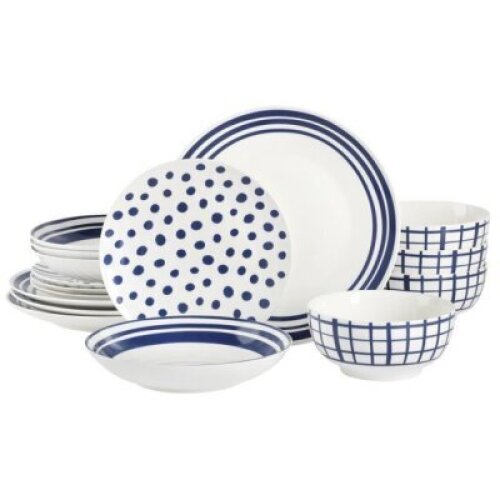 DESCRIPTION: (1) DECAL CERAMIC DINNERWARE BRAND/MODEL: GAP HOME/96907.16R INFORMATION: BLUE & WHITE/16-PIECES/MISSING ONE PIECE, MUST COME INTO INSPEC