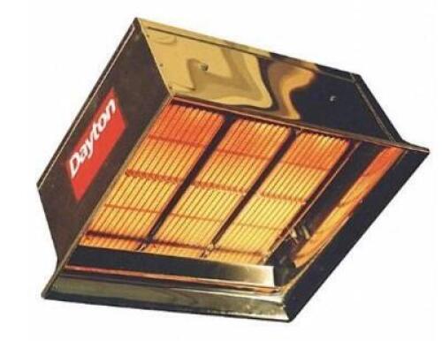 DESCRIPTION: (1) SUSPENDED INFRARED FLAT PANEL HEATER BRAND/MODEL: DAYTON/3E134 INFORMATION: NATURAL GAS/90,000 BTUH/BLACK RETAIL$: 785.34 SIZE: 22-1/
