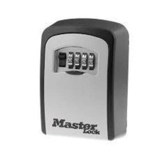 DESCRIPTION: (1) LOCK BOX BRAND/MODEL: MASTER LOCK #4HY63 INFORMATION: BLACK AND SILVER RETAIL$: $43.17 SIZE: 5 KEY CAP QTY: 1