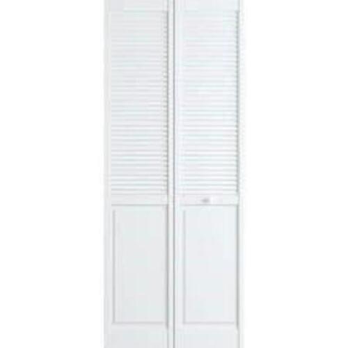 30 IN. X 80 IN. LOUVER/PANEL PINE WHITE INTERIOR CLOSET BI-FOLD DOOR