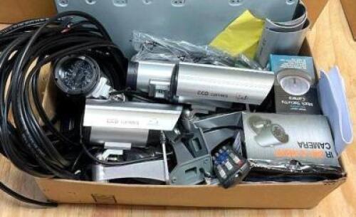 (4) DUMMY BLACK SILVER BULLET SECURITY CAMERA WITH BLINKING LIGHT