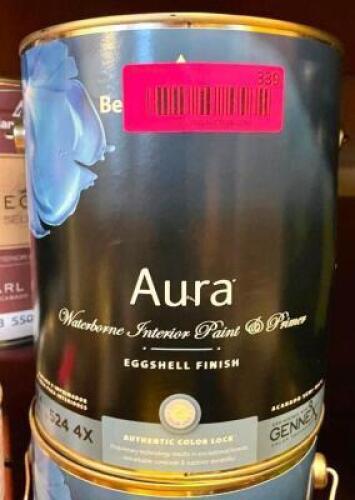 (4) AURA BASE 4 WATERBORNE INTERIOR PAINT AND PRIMER- EGGSHELL FINISH
