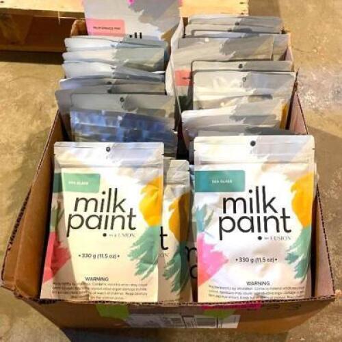 CONTENTS OF BOX (VARIOUS COLOR MILK PAINT)- 15.5 OZ